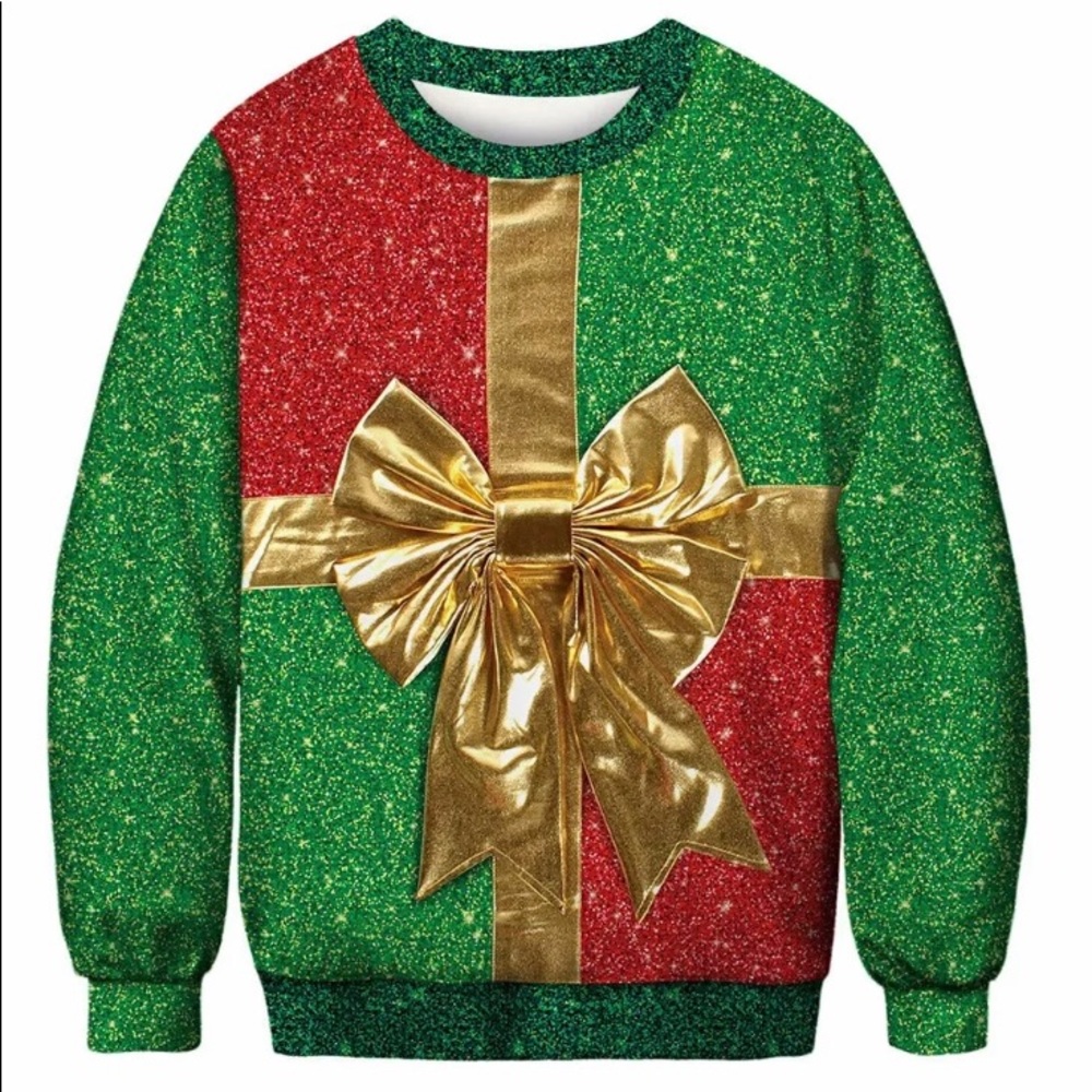 Ugly Christmas sweater  with gold bow - unisex M